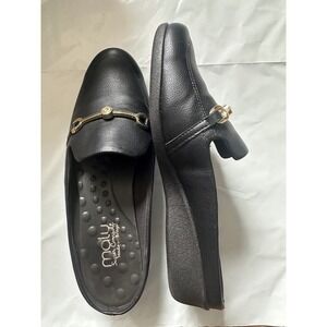 Malu Super Comfort Black Horsebit Mules Wedge Slip On Shoes Womens 10 Brazil